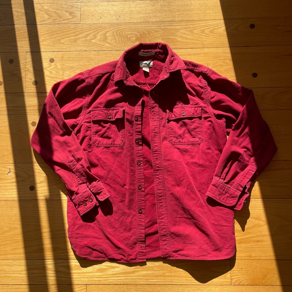 Vintage LL Bean Red Chamois Button Down Heavy weight cotton shirt